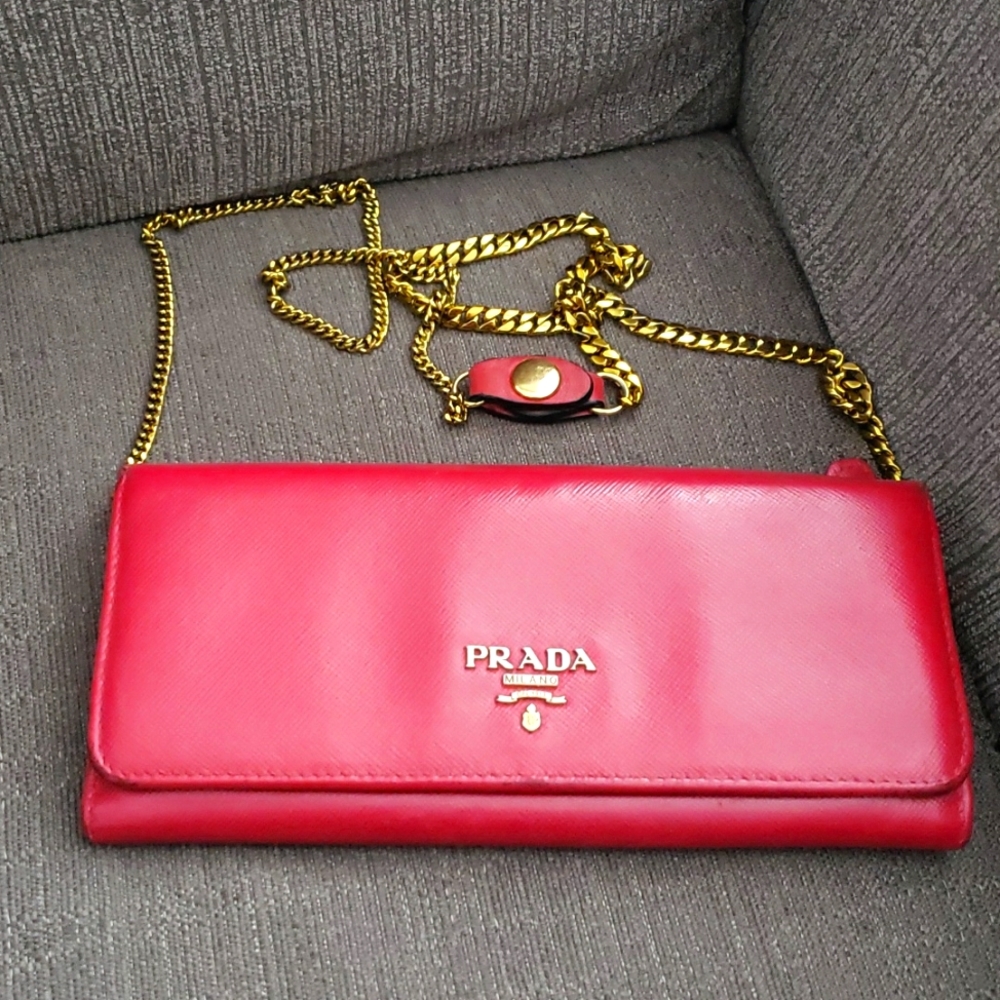 Prada Wallet with gold strap